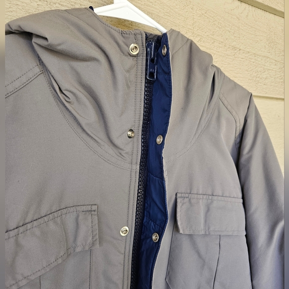 Vintage 90's Woolrich Gray Full-Zip Snap Liner Hooded Cargo Jacket Men's Medium - Picture 2 of 10